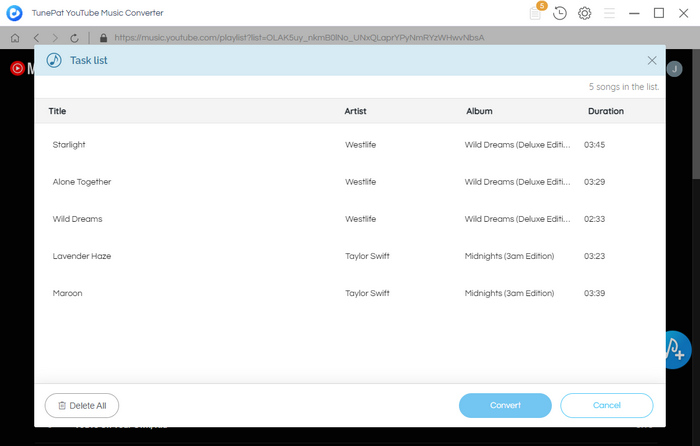 Check Task list on TunePat