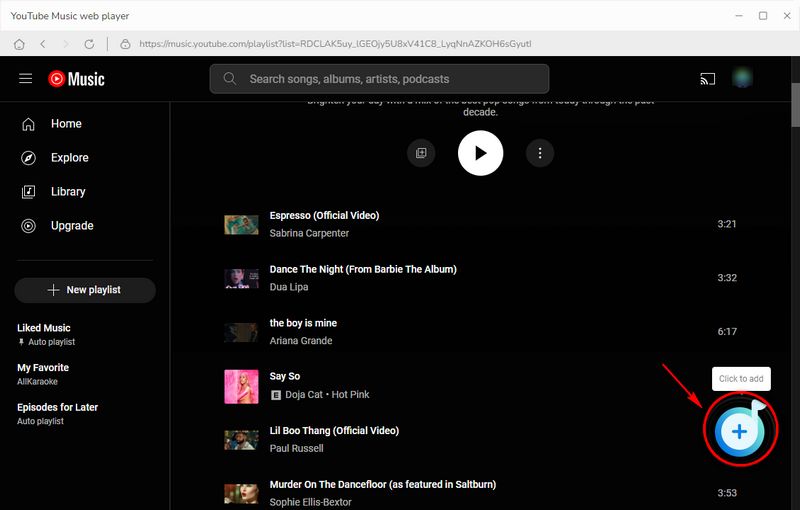 select youTube music you want