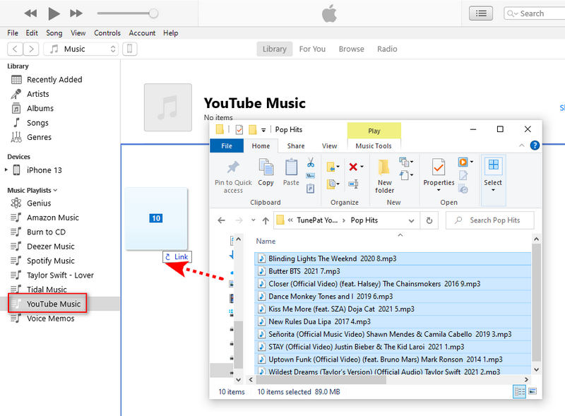import converted youtube music to itunes