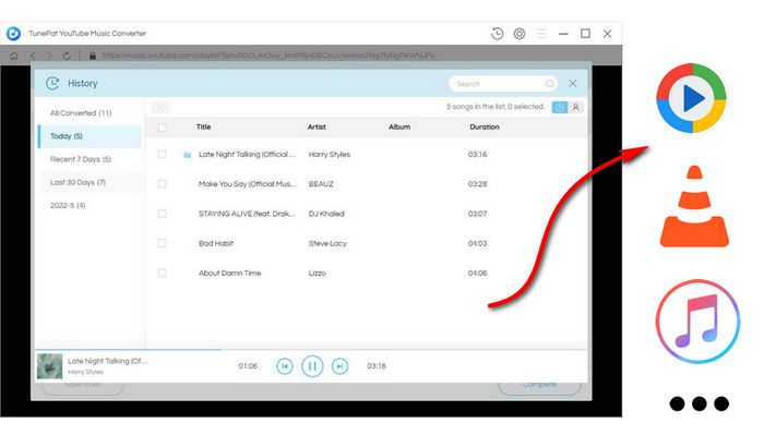 play the downloaded youtube music anywhere