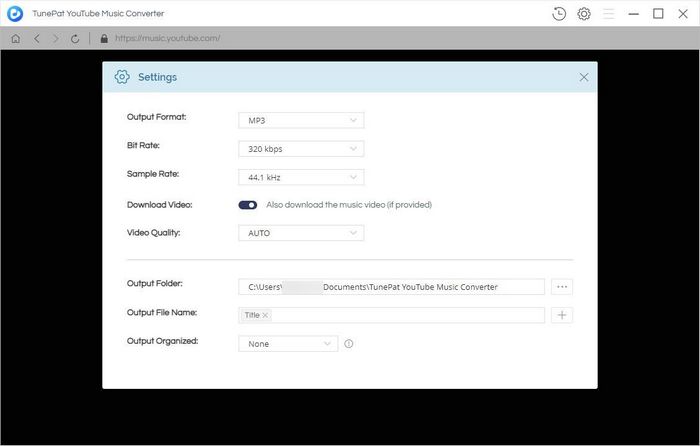 tunepat spotify converter settings