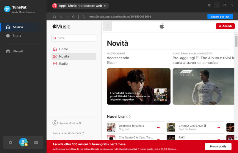 accedi ad Apple Music