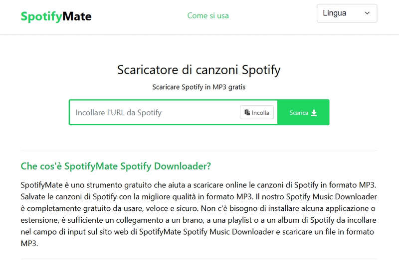 Downloader Spotify di SpotifyMate