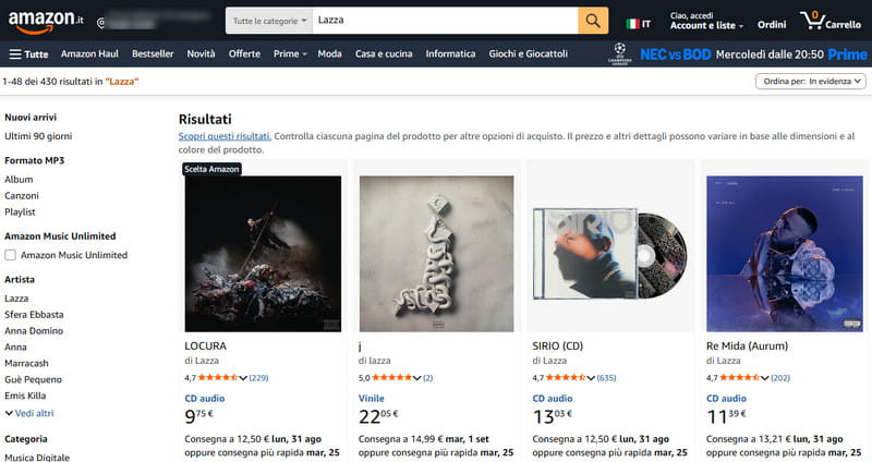 acquistare musica su Amazon Digital Music Store