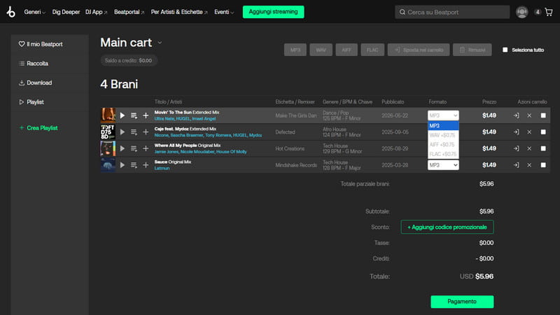 Brani Beatport scaricati