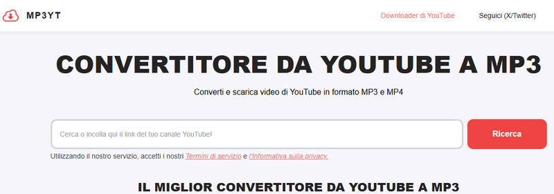 sito MP3YT per scaricare YouTube in MP3