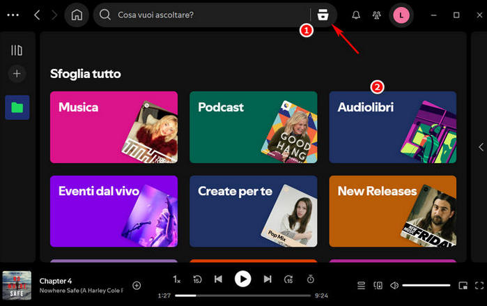 Trovare audiolibri su Spotify