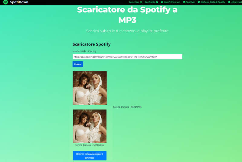 Downloader Spotify a MP3 di Spotidown