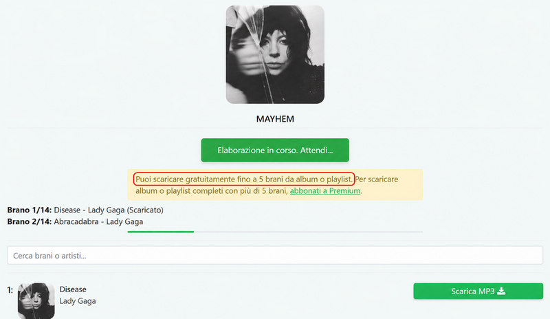 Download di album a pagamento con SpotifyMate