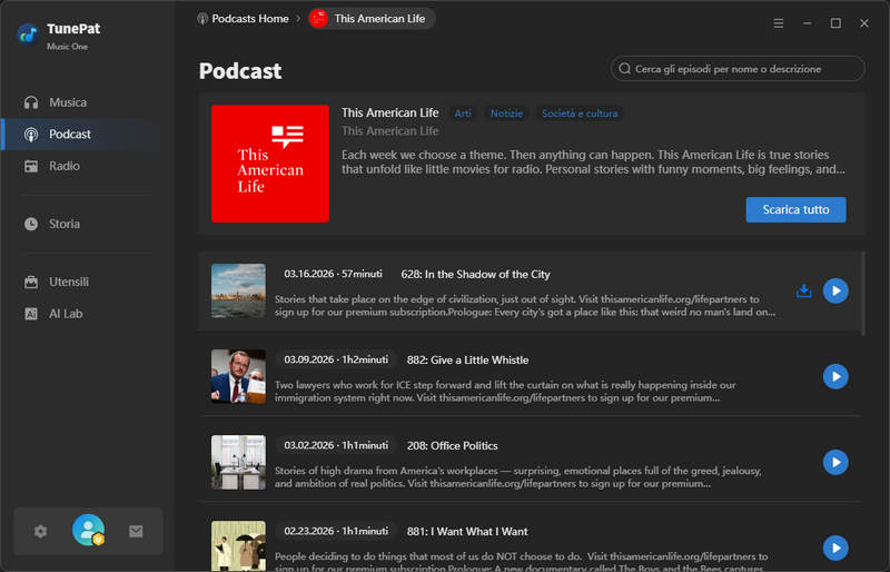 selezionare episodi da scaricare