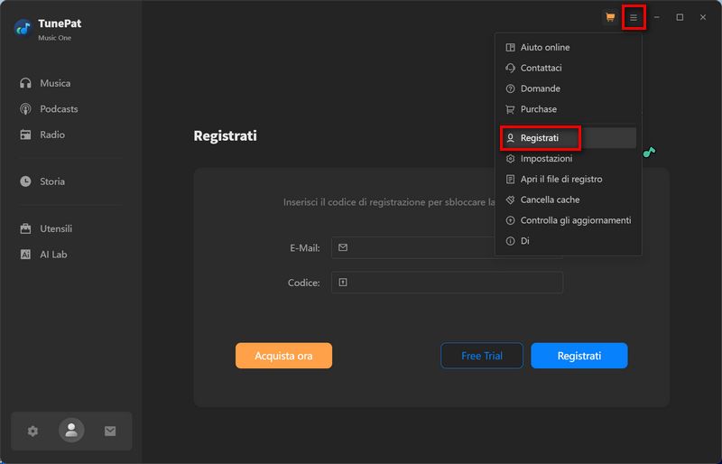 registrazione music one