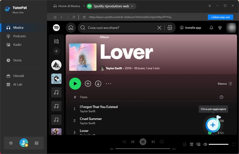 pulsante click per aggiungere