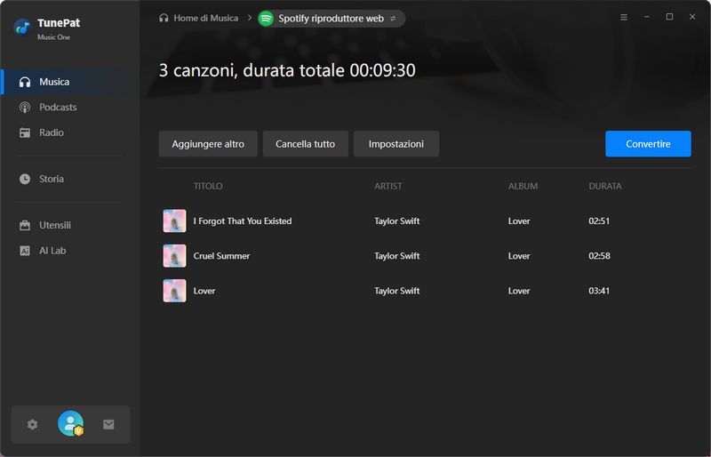 converti musica spotify
