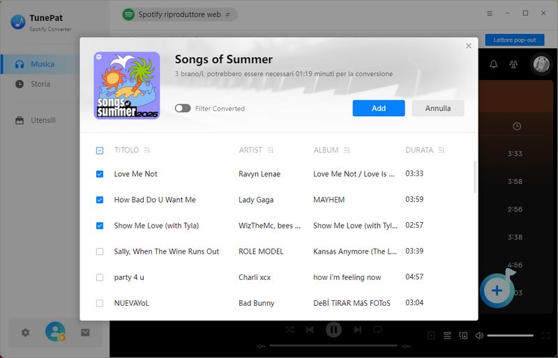 aggiungi canzoni Spotify a TunePat