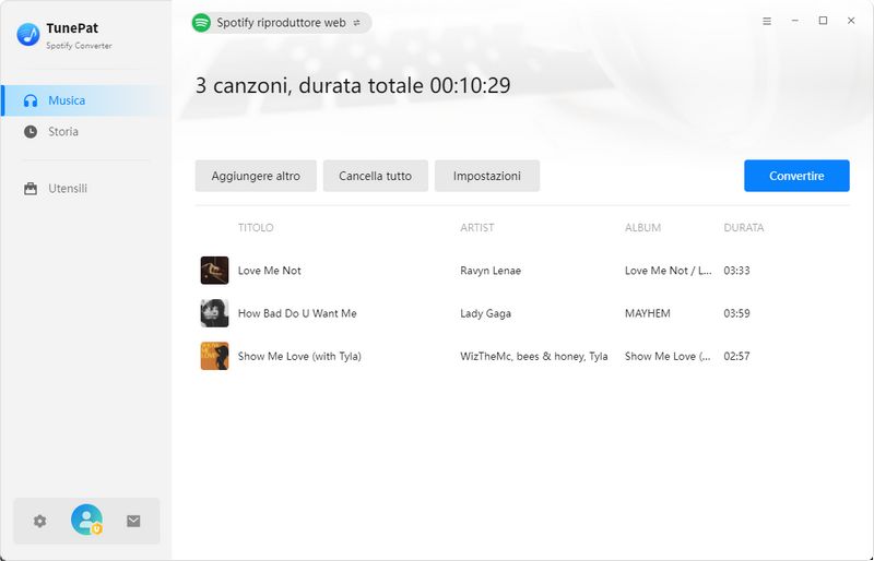 converti brani spotify in mp3