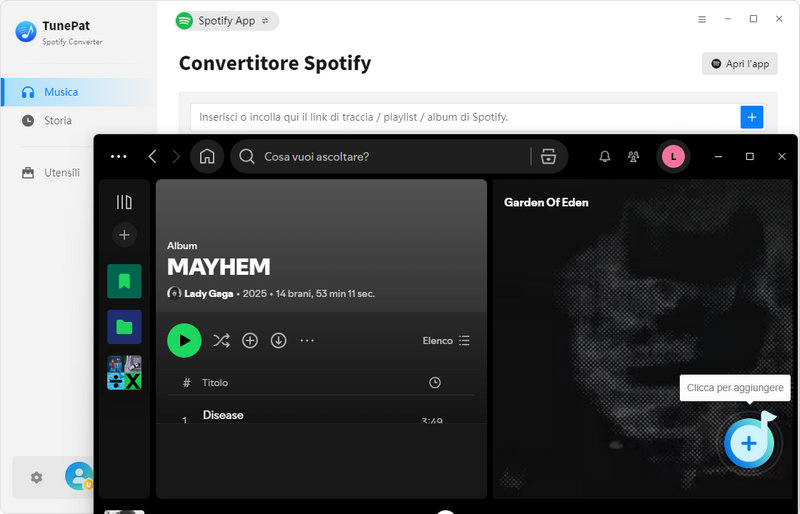 Aggiungere canzoni di Spotify a TunePat