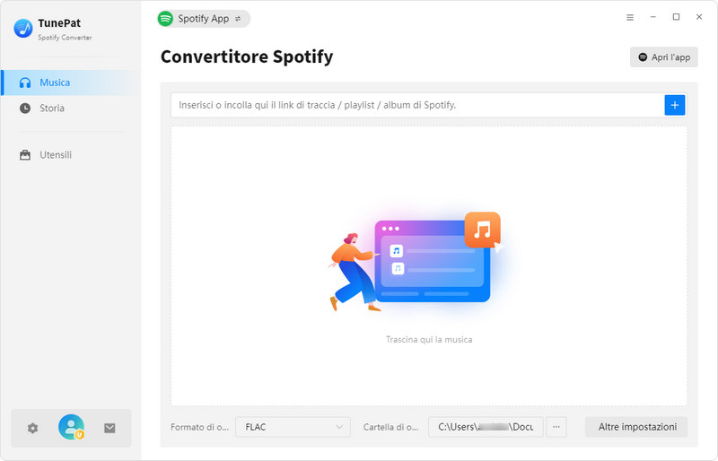 interfaccia principale del convertitore di Spotify
