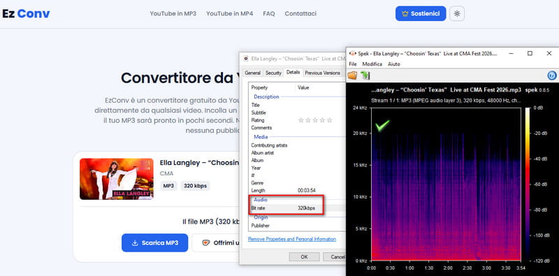 analisi della qualità audio di EzConv