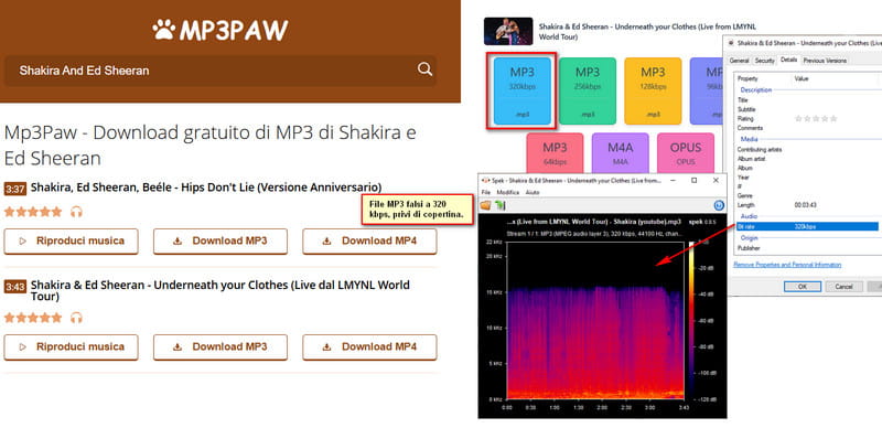 Test della qualità audio di MP3Paw