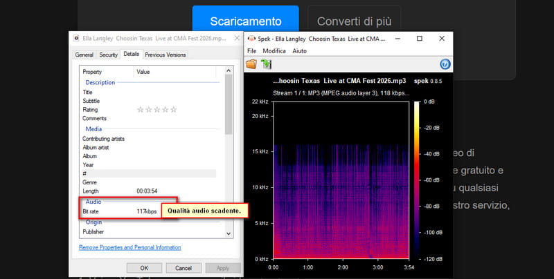 analisi della qualità audio di YTMP3