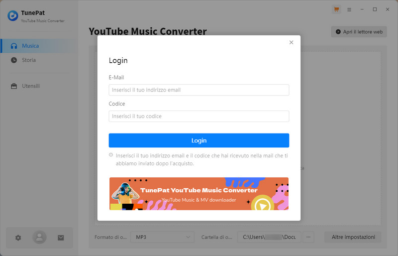 Registra TunePat YouTube Music Converter