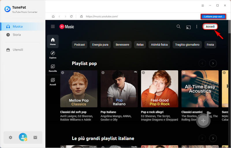 interfaccia principale di YouTube Music Converter