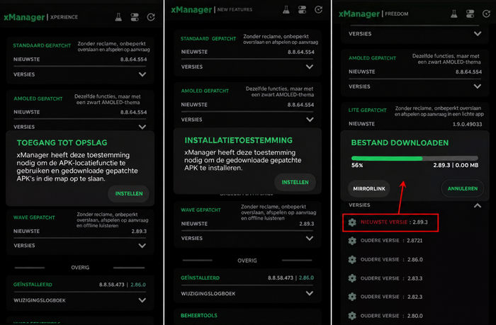 xManager Spotify toestemming geven