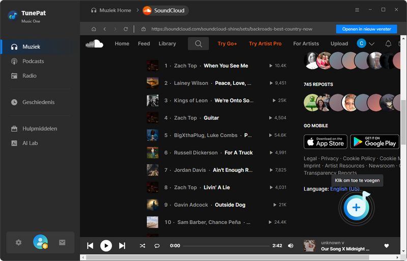 SoundCloud Muziek toevoegen aan TunePat