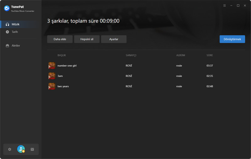YouTube Music Şarkılarını Dönüştürme